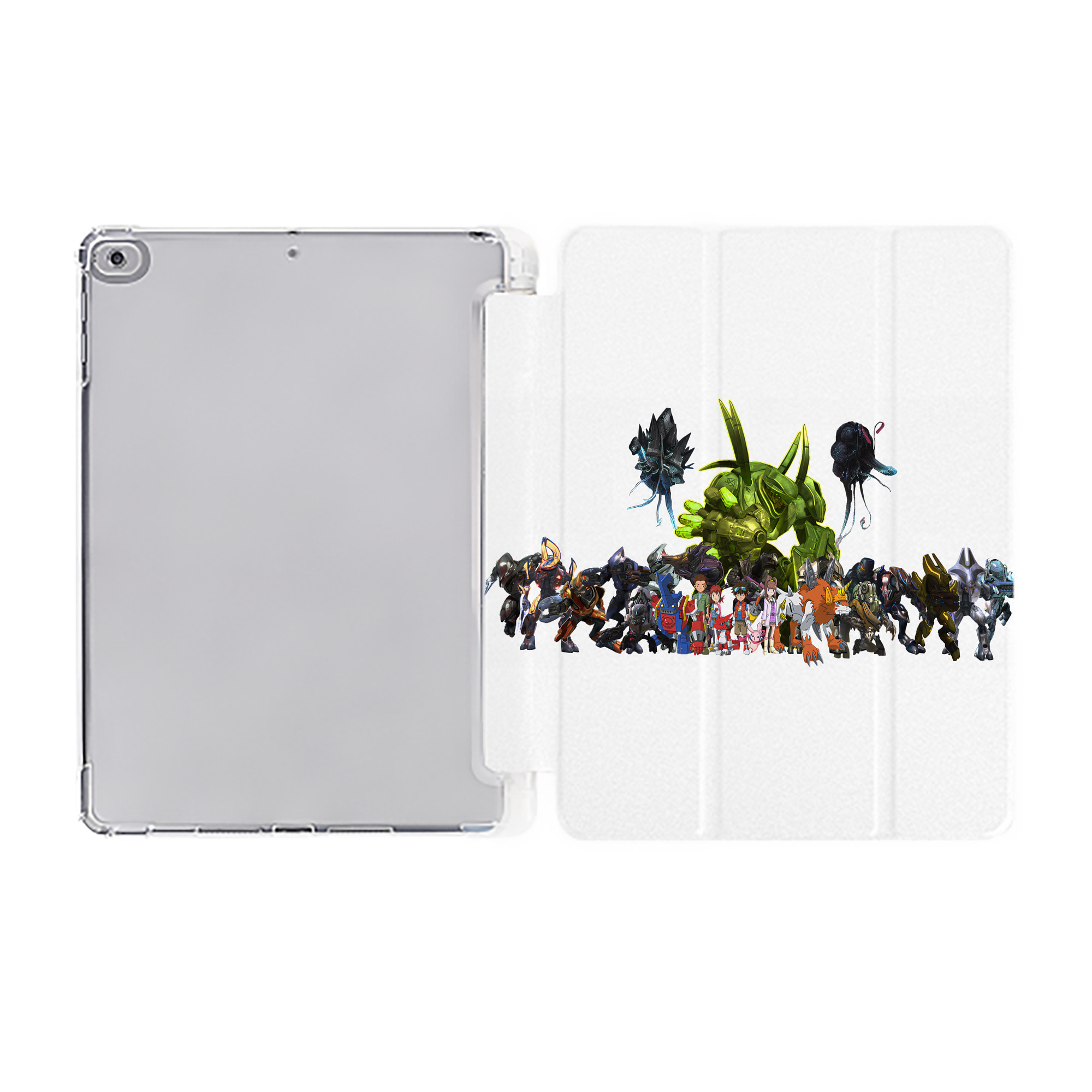 （画像用） Digimon デジタルモンスター/デジモン IPad ケース ペン収納付き 三つ折りスタンド PUレザー×シリコン 対応機種9.5/10.5/10.9インチ